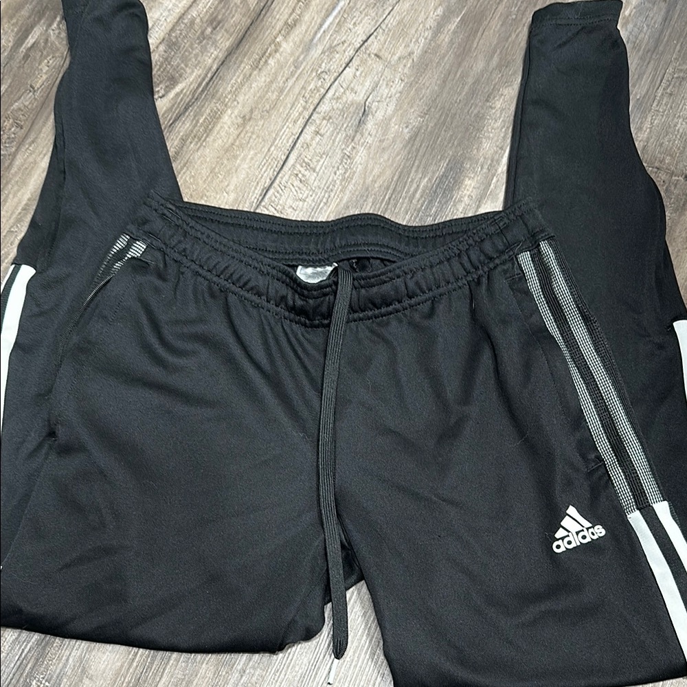 Adidas Black Sweatpants with Tapered Fit and Elastic Waistband